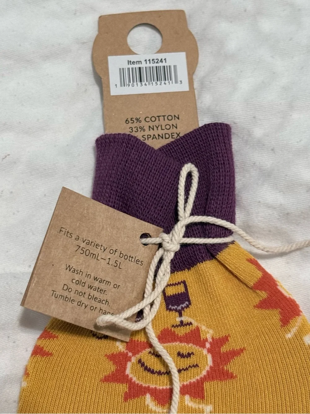Primitives by Kathy Friends, Sunshine & Wine” Wine Bottle Sock - NWT